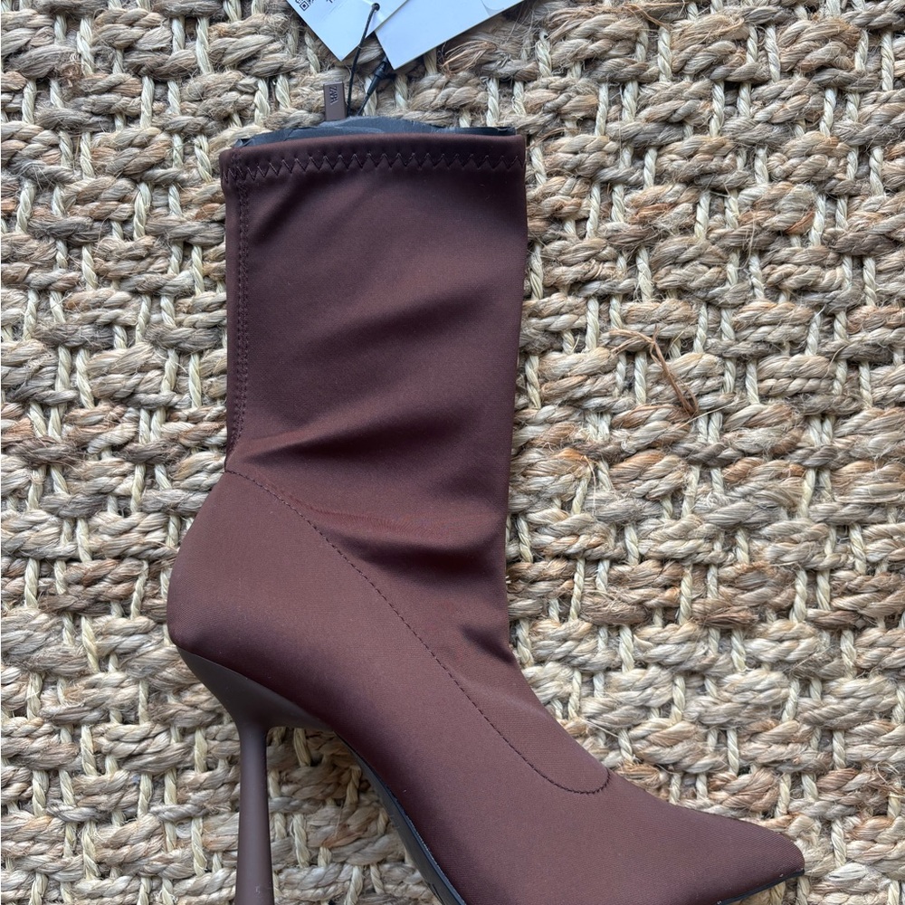 Zara Brown Stiletto Ankle Boots